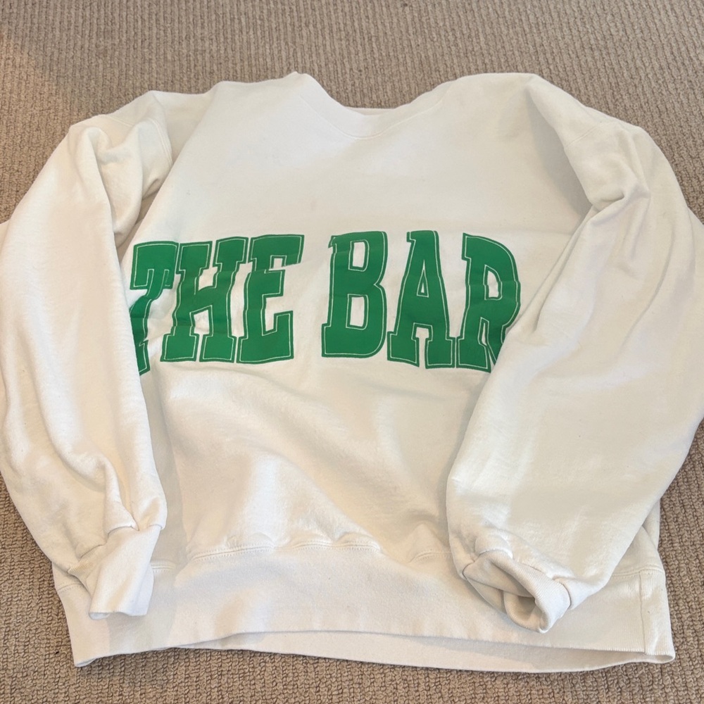 The Bar White Sweatshirt with Green Logo